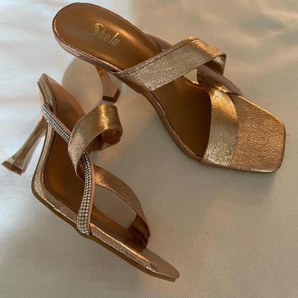 Sheln rose gold and rhinestone sandals